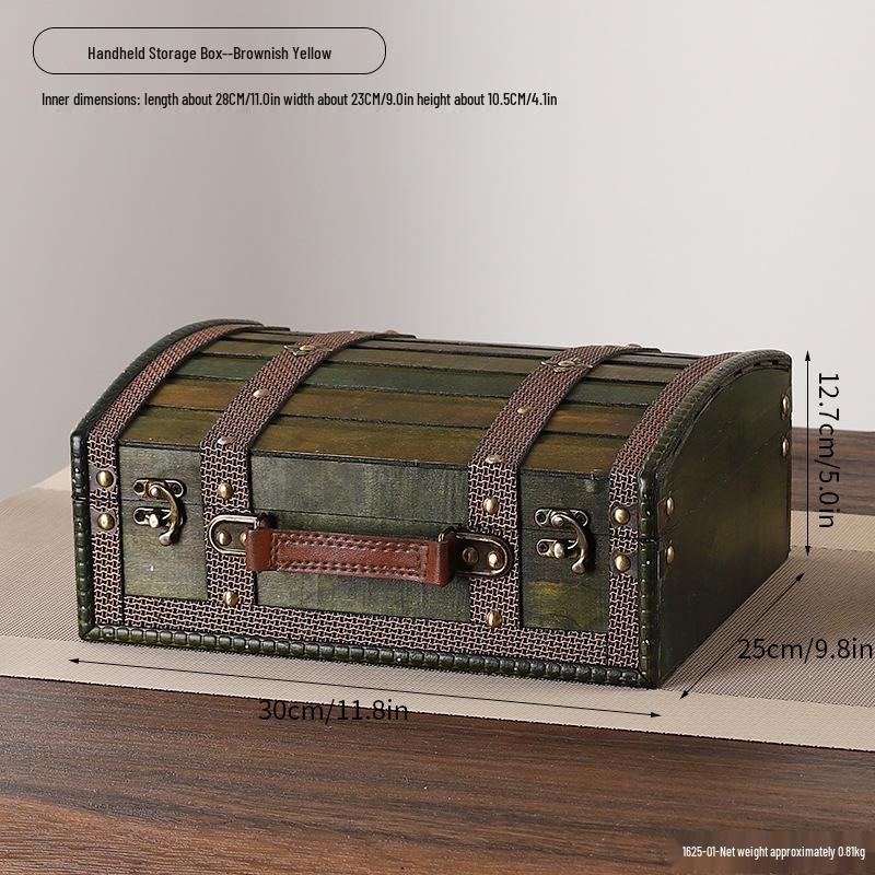 Vintage Handheld Storage Suitcase: Antique Props & Document Keeper