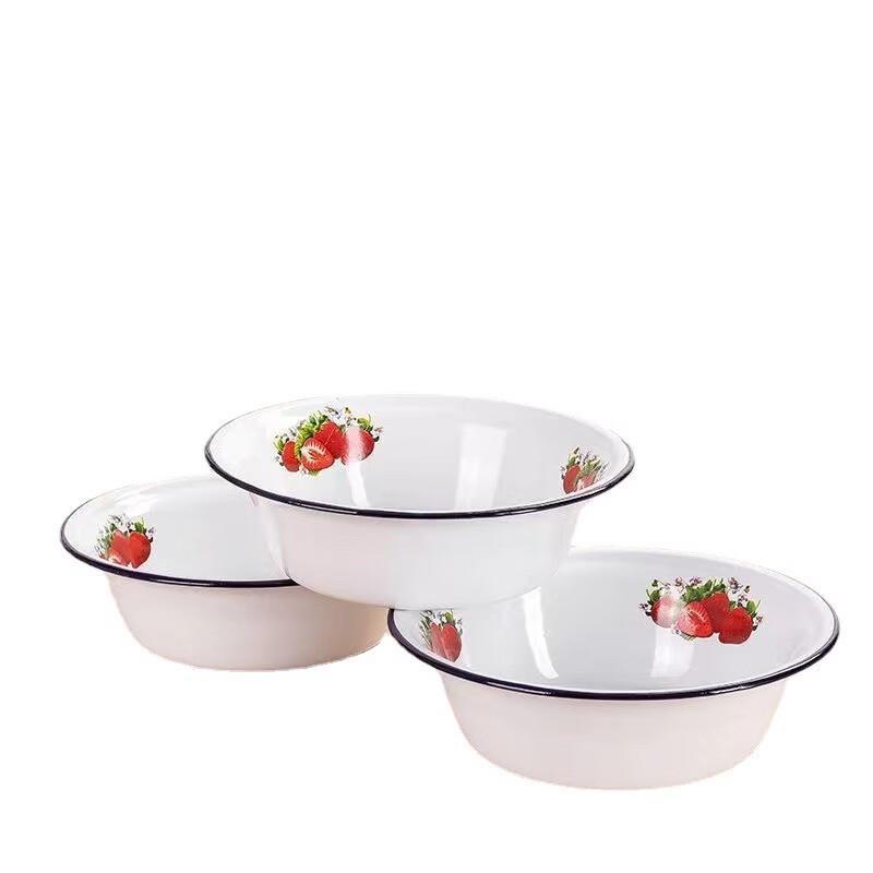 Ru Han Enamel Deep Serving Bowl with Apple Pattern