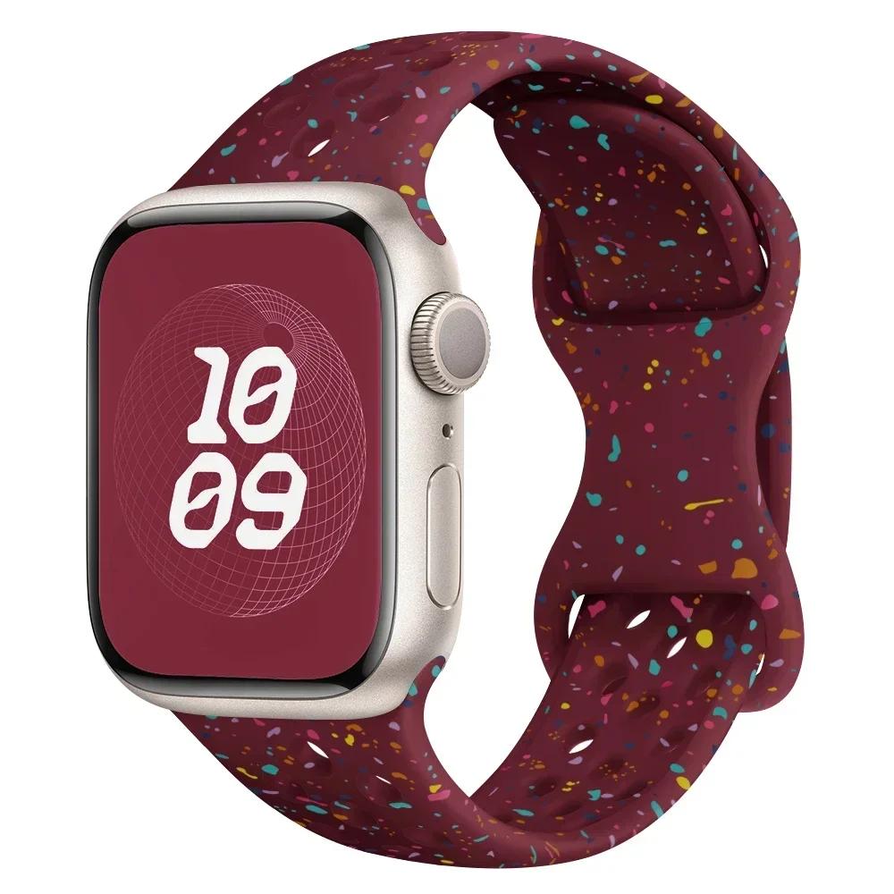 Original Silicone Strap For Apple Watch Band 44mm 45mm 40mm 41mm 38 42mm Correa Breathable Iwatch Series 9 8 SE 7 6 Ultra 2 49mm