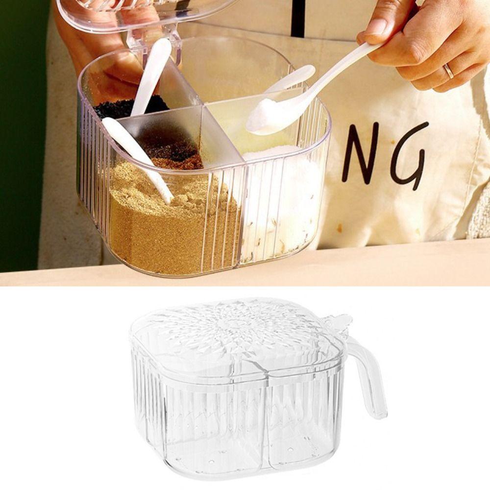4 Compartment Kitchen Seasoning Box Moisture-proof Spice Jar Durable Condiment Storage Box Salt