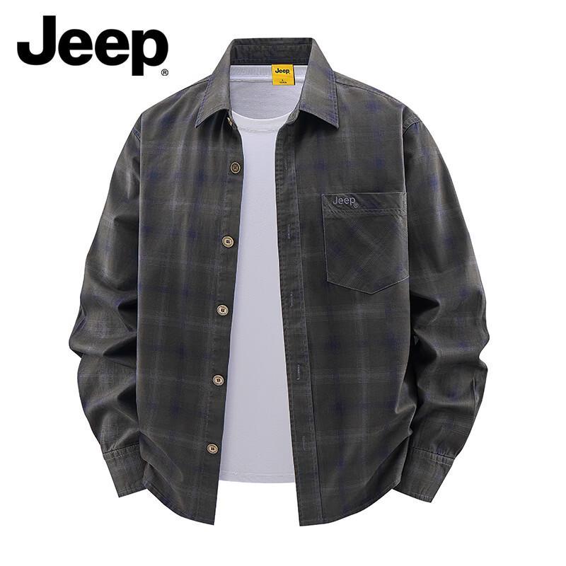 JEEP Men s Casual Loose Fit Cotton Work Shirt 4XL