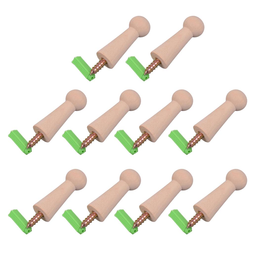 10 ks Přenosné Pevné Dřevěné Kolíčky na Třepání Samolepicí Háček Pohodlné na Ručníky Kabáty a Tašky v Koupelně nebo Kuchyni