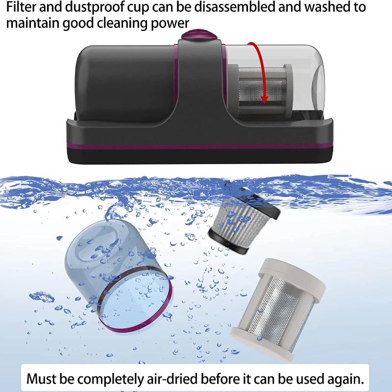 New Wireless Mattress Vacuum Cleaner Cordless Handheld UV-C Bed Dust Remover Indepth Cleaning Sofa Specialist 12Kpa Powerful Suction