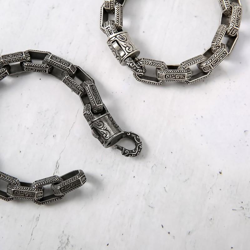Titanium Steel Punk Style Mens Bracelet With Retro Geometric Black Oxidized Antique Finish