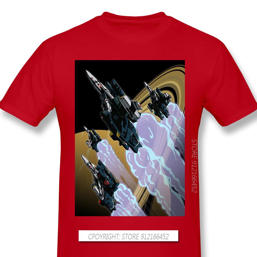 Skull Squadron TShirt Macross UN Spacy Variable Valkyrie Mecha Anime Homme T-Shirts Tee Pure Cotton Oversize Short Sleeve