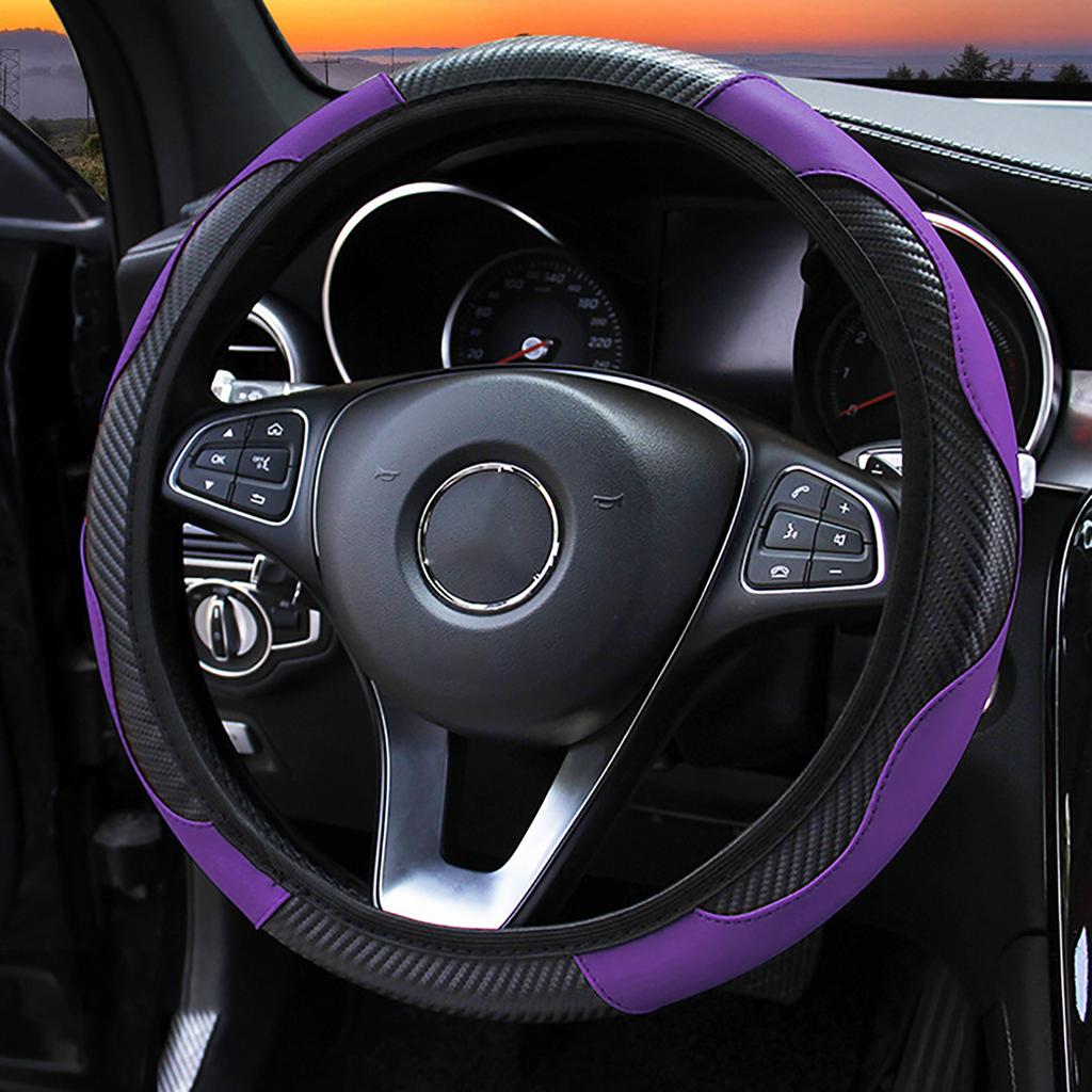 38CM Steering Wheel Cover Carbon Fiber Elastic Handle Sleeve Non Slip Steering Wheel Cover for Car Steering Wheel Cover