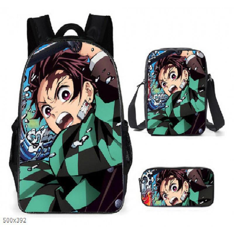 Demon Slayer Kimetsu No Yaiba Backpack Set With Breathable Polyester For School And Travel