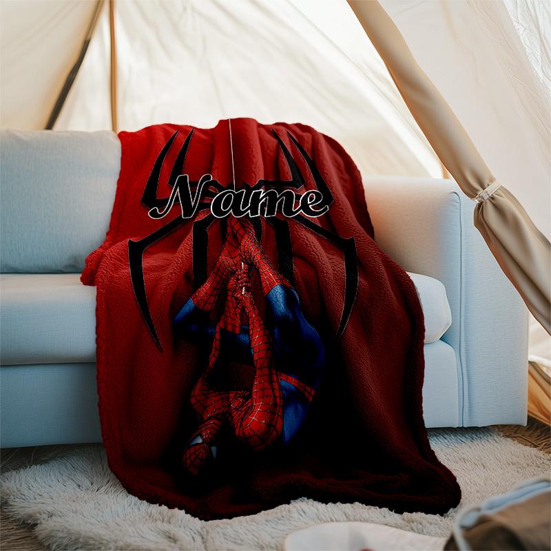 Customizable Spider Man Throw Blanket – Personalized Name, All-Season Cozy Snug Blanket, Machine Washable, Personalized Blanket