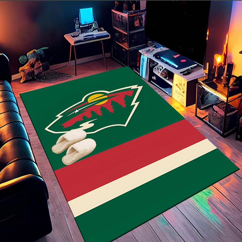 Minnesota-Wild Hockey Team Area Rug Suitable for Indoor And Outdoor,Carpets for Kitchens, Homes, Offices, Living Rooms,Home Decor,Christmas Gift