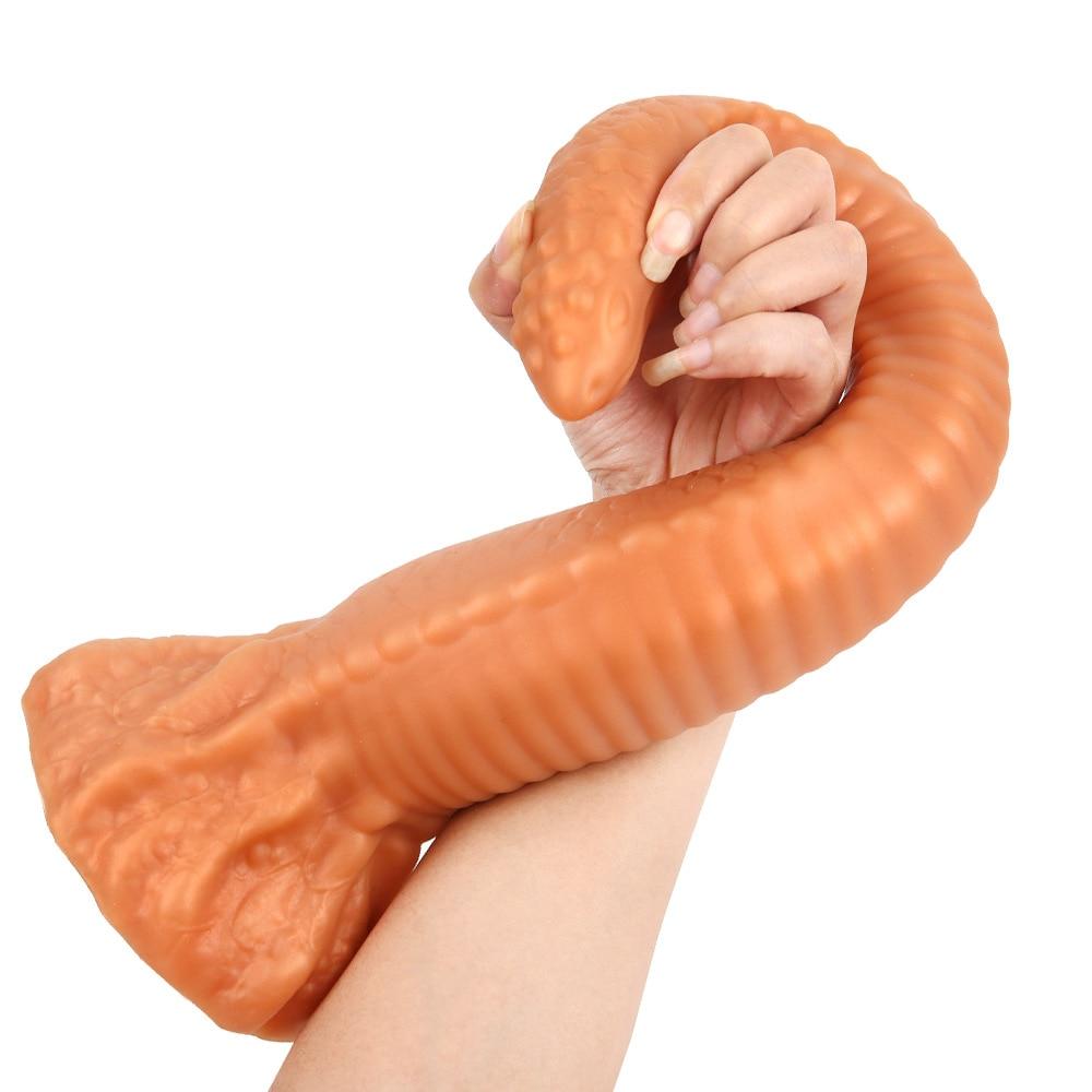 Snake-shaped Simulation Dildo Female Masturbator Soft Silicone Anal Plug Adult Sex Toy Fisting Strap on Cock Realistic Penis