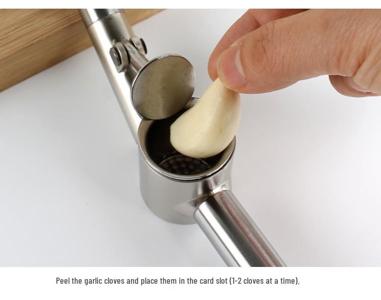 304 Stainless Steel Garlic Press and Peeler Set - Mincer, Masher, and Puree Maker for Home Use