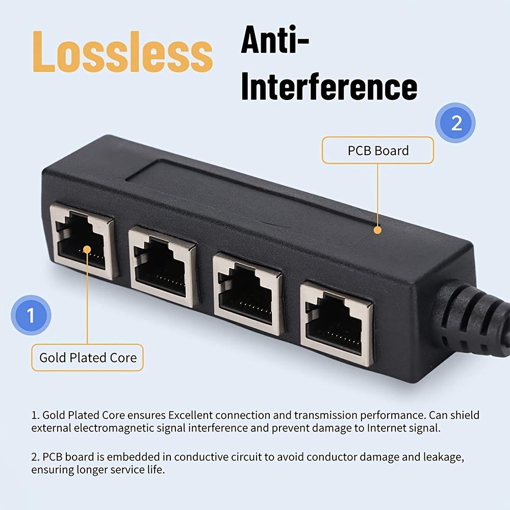 Ethernet Splitter, RJ45 1 Male to 4 x Female LAN Ethernet Splitter Adapter Cable Suitable Super Cat5,Cat5e,Cat6,Cat7 LAN Adapter