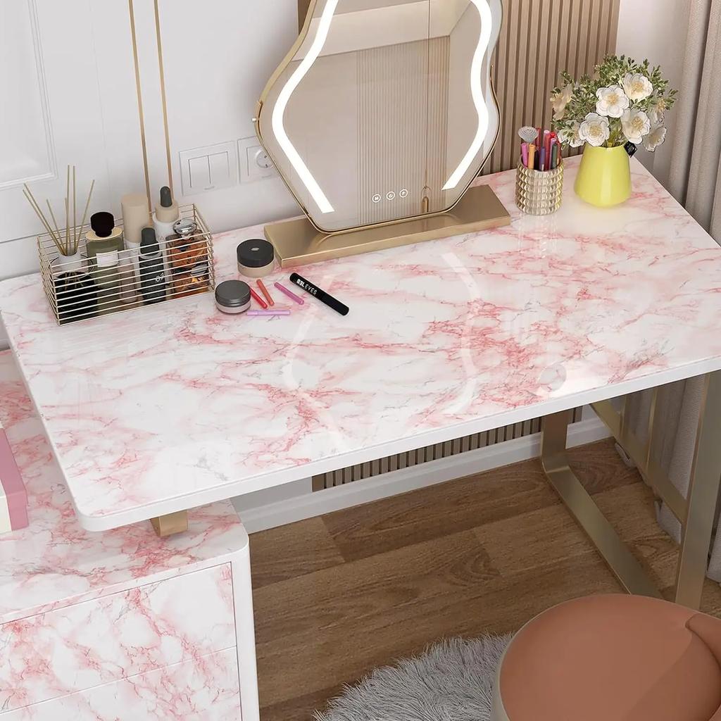 Rosa und Grüne Küchenölbeständige Aufkleber Marmormuster Möbelrenovierung Hintergrund DIY Selbstklebende Tapete