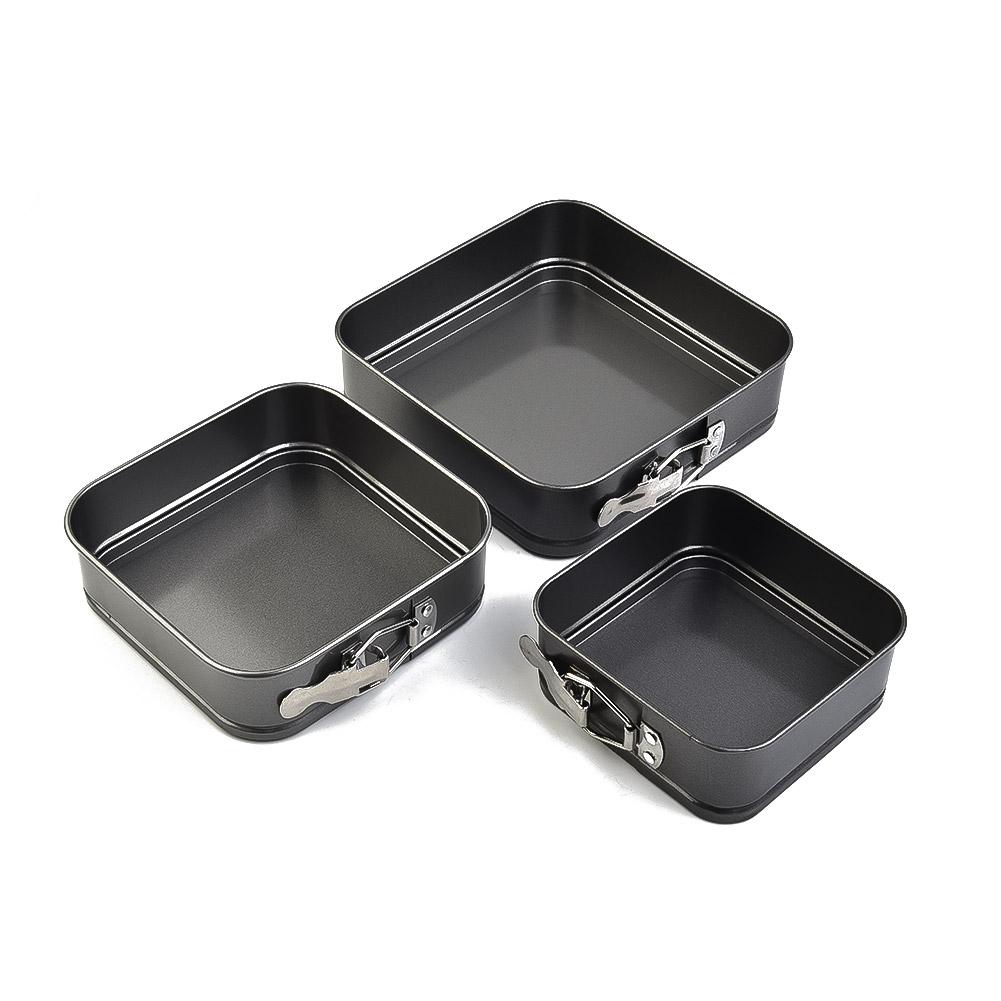 3Pcs Set Square Cake Tins for Mold Non Baking Bake Trays Pan Leak Proof Seal Oven Safe Carbon Steel for Cakes Mousse Torte