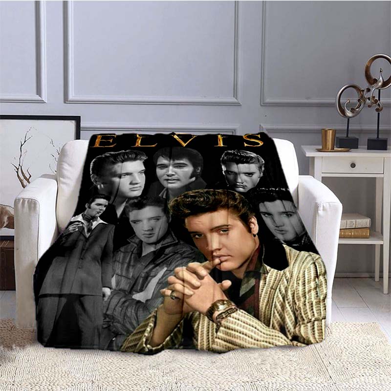 Various Styles of E-Elvis Pattern 3D Printed Rock Singer Sofa Blankets, Suitable for Adult and Children's Bedrooms and Living