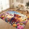 Highland Cow Theme Soft Crystal Velvet Rug Custom Name & Text Print Non Slip Floor Rug for Bedroom Living Room
