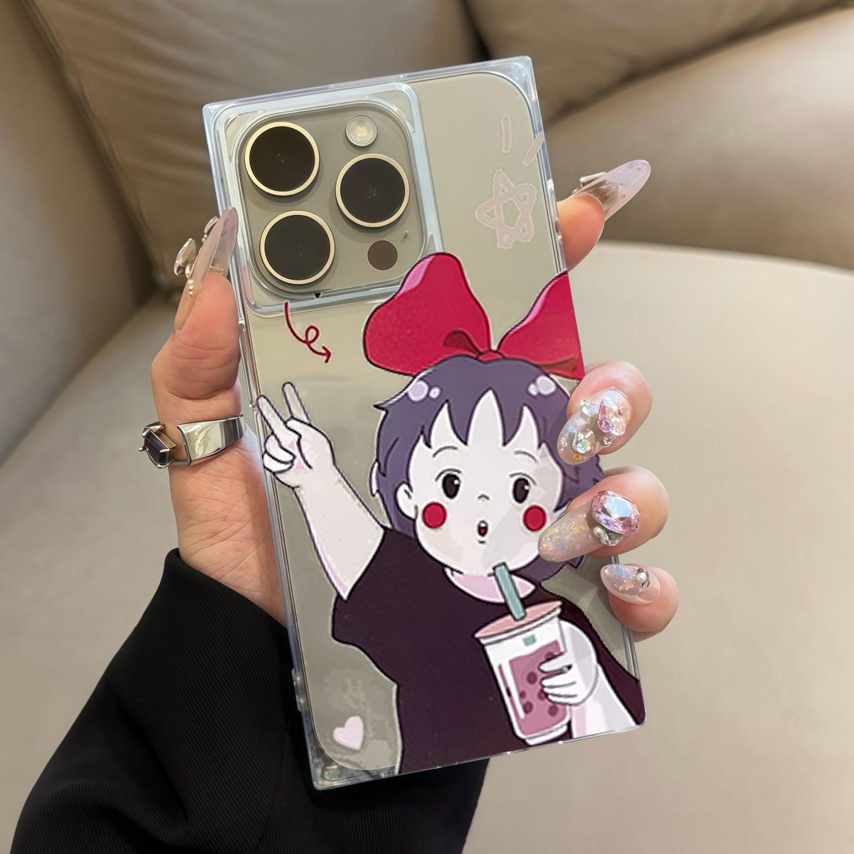 

Square Back Tube Protection Clear Case For iPhone 16 ProMax 13 11 14 Pro Max 15 Plus 12 Anti-Oxygen,Biya Beauty Pattern Casing iphone 11 ProMax