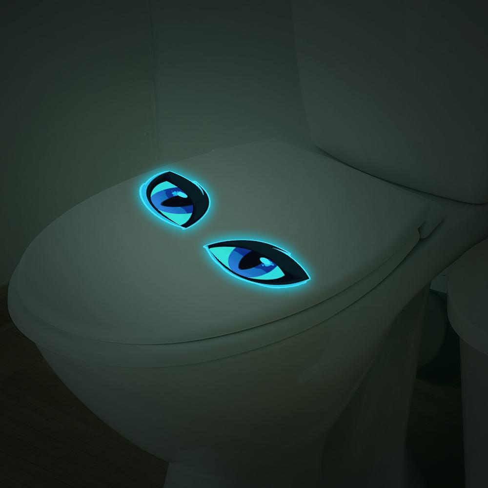 Creative Blue Eyes Bathroom Toilet Home Background Beautification Sticker
