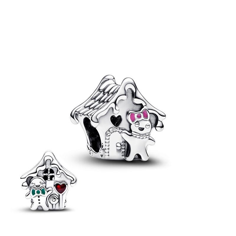 925 Silver-Plated Charms Jewelry Gift Sparkling Pink Air Balloon&Cherry Blossom Dangle Bead Fit Original Silver Bracelet