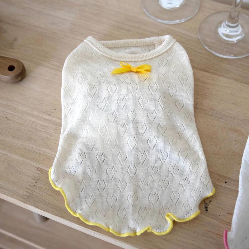 

Cotton Dog T-shirt Pajamas Autumn Winter Cat Puppy Small Dog Costume Yorkie Pomeranian Shih Tzu Maltese Poodle Pet Clothing Vest XXS жовтий