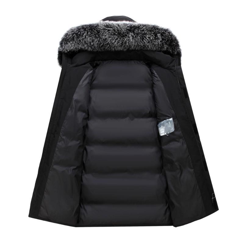 Trendy Winter Mid-Length Down Jacket with Fur Collar - Loose Fit, Hooded, Bestseller for Couples
