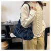 IELGY Retro All-Match One-Shoulder Messenger Washed Denim Bag Casual Bucket Bag Fresh