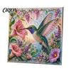 Kit de Manualidades de Arte con Diamantes Artificiales con Decoración de Relieve de Flores Retro, Kits de Perlas de Colibrí Pavo Real para Adultos, Manualidad de Pintura con Cuentas Brillantes 3D para Adultos, Hogar
