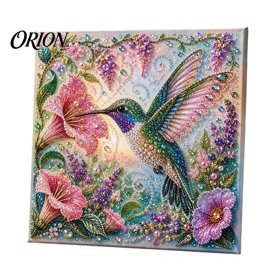 Kit de Manualidades de Arte con Diamantes Artificiales con Decoración de Relieve de Flores Retro, Kits de Perlas de Colibrí Pavo Real para Adultos, Manualidad de Pintura con Cuentas Brillantes 3D para Adultos, Hogar