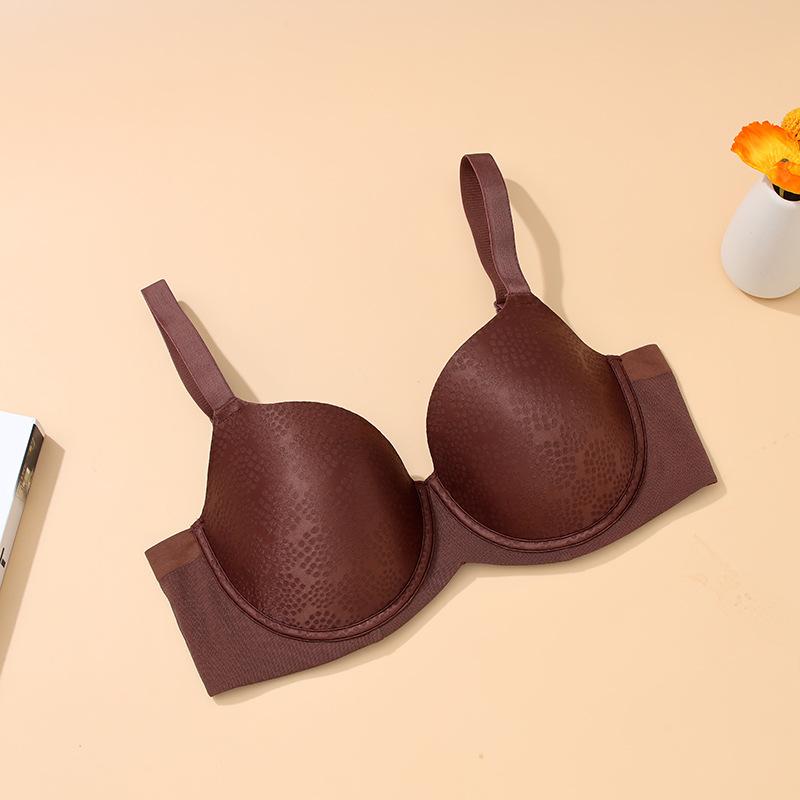 Large size underwear women's big breasts show small anti-sagging gathering breathable full cup 0 bra