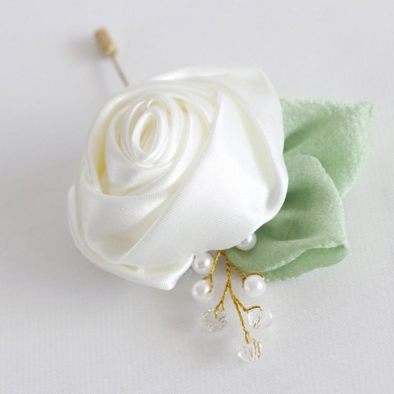 Artificial Rose Flower Set Elegant Silk Rose Boutonniere In Various Color for Wedding Ceremony and Parties