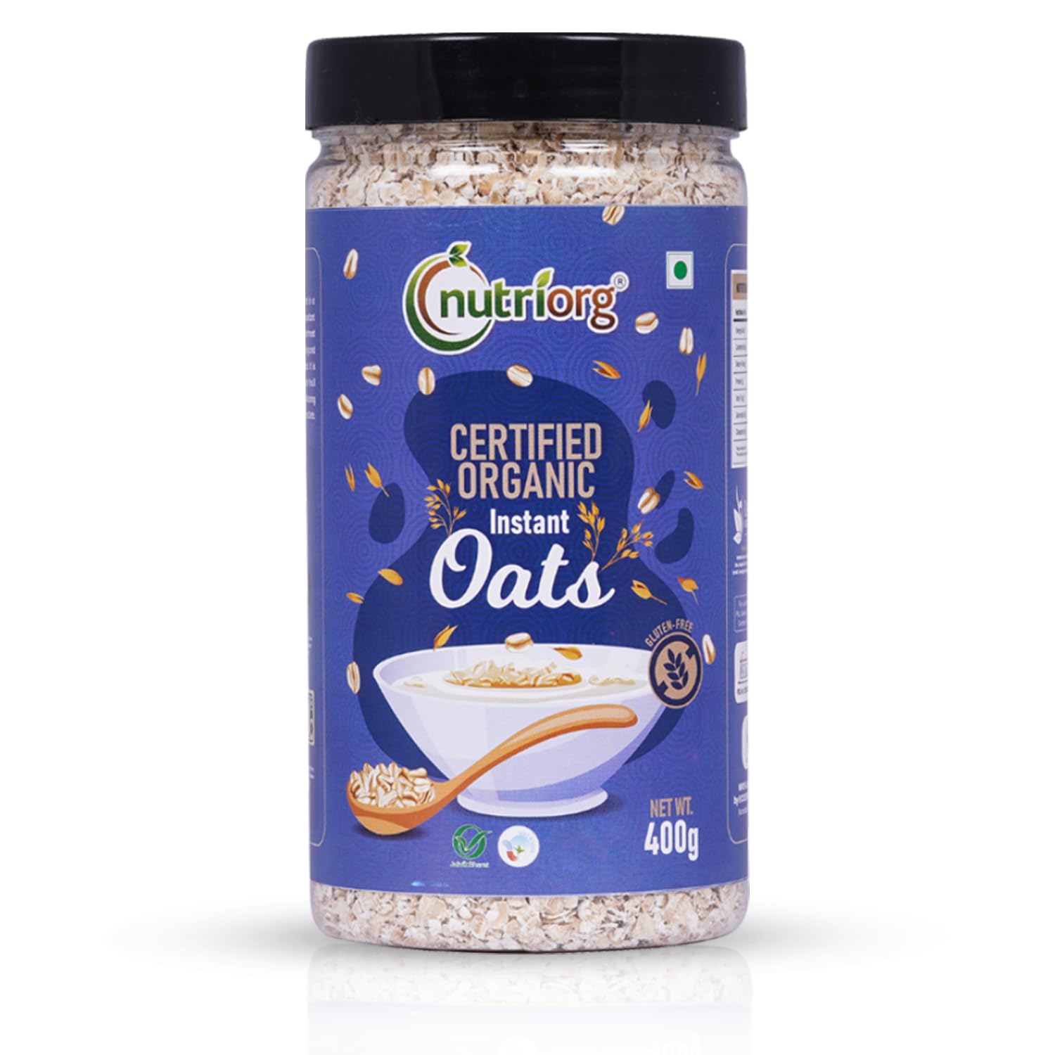 NutriOrg Instant Oats 400g | Organic & Gluten Free | High fibre & Protein Rich | Easy to Cook | Nutritional Breakfast