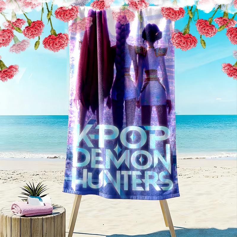 K-Pop Demon Hunters: Urban Fantasy Adventure beach towel Beach towel for vacation photos beach quick-drying swim towel Absorbent bath towel swim