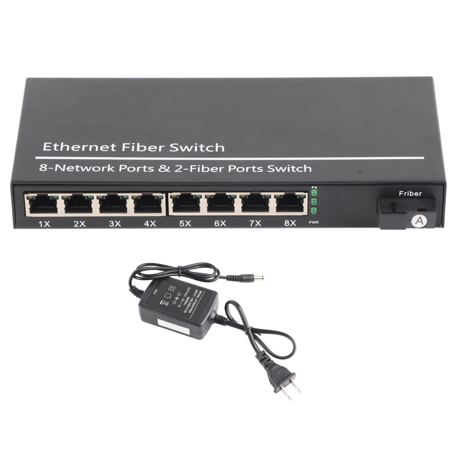 

Gigabit Ethernet Switch 9 Ports 10 100 1000M Tx1310nm Full Half Duplex Fiber Media Converter for US Plug