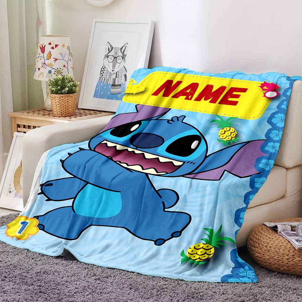 Custom Name Lilo & Stitch Floral Adventure blanket for Couch & Bed, Plush Cozy Fuzzy Blanket Super Soft & Warm Blankets for Fall and Winter. 0908407