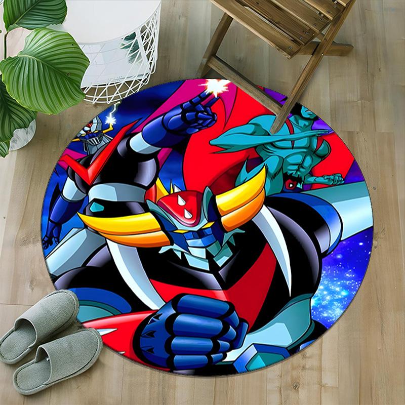 1pc UFO Robot Grendizer7 Print Round Carpet Chair Round Carpet Suitable for Bedroom Living Room Home Decorative Carpet