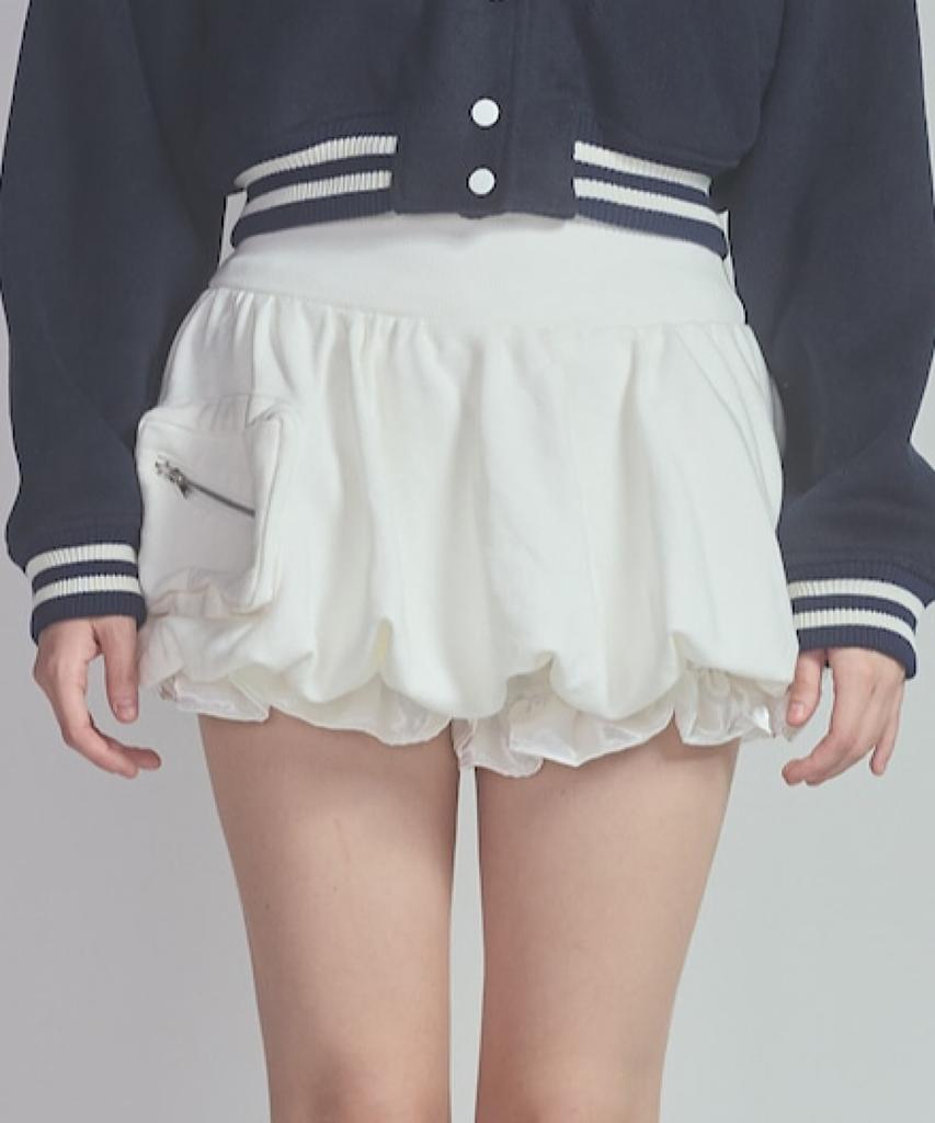 Lililiri Sweat Balloon Mini Skirt_White