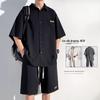 Men's Ice Silk Breathable Short Sleeve Shirt & Shorts Set - Versatile Summer Sports Casual Wear