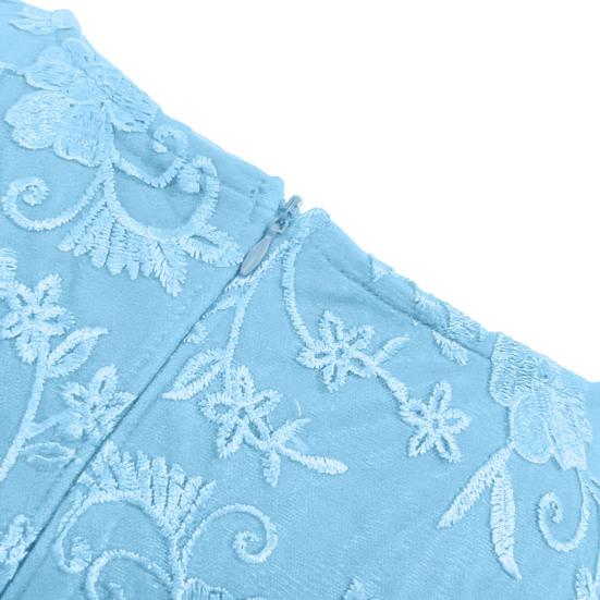 Damen Übergröße Ballkleid O-Ausschnitt Halbarm Stickerei Spitze Floral Patchwork Kleid