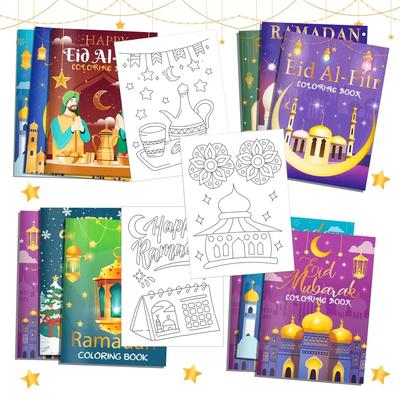 Ramadan Eid Mubarak Painting Book for Kids Islamic DIY Doodle Art Sketch Book Muslim Party Supplies Gift for Children