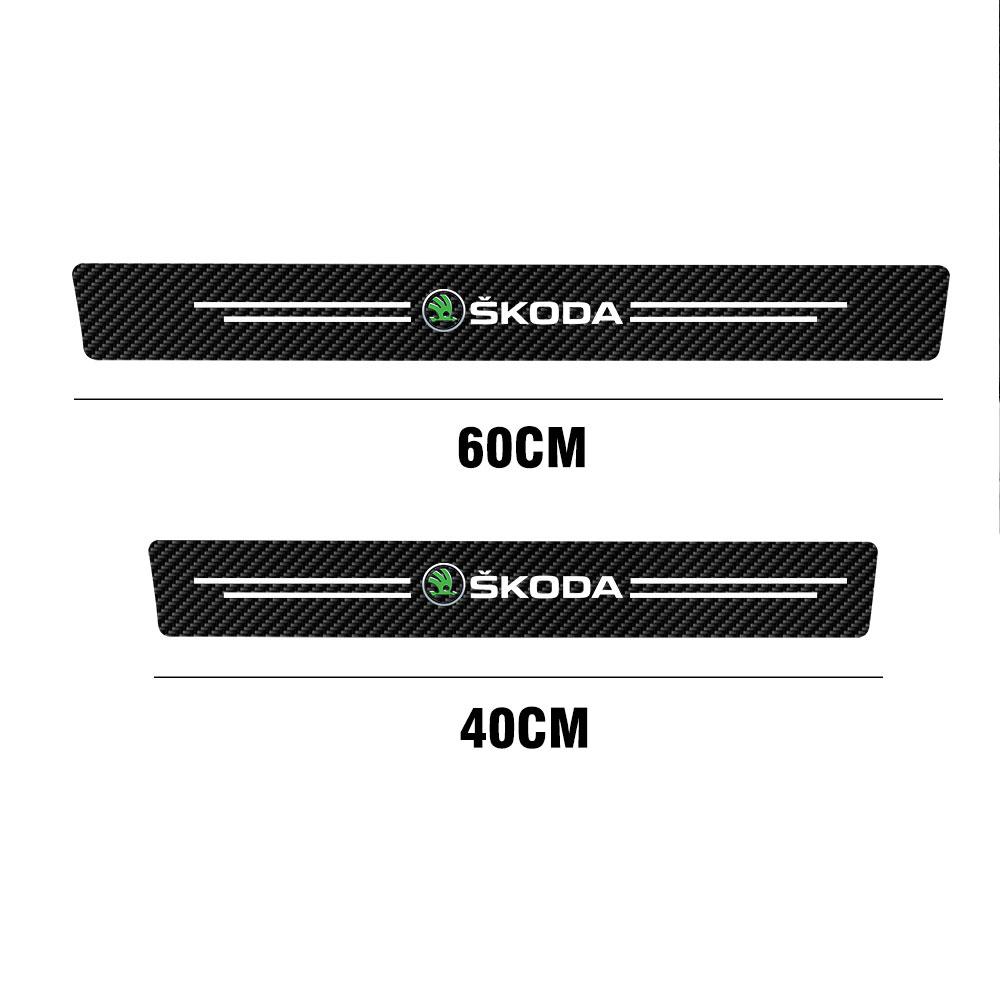 2025 New 4Pcs Carbon Fiber Car Door Sill Protector Threshold Stickers For Skoda Rapid Scala Kodiaq Fabia Kamiq Karoq Octavia 3 A