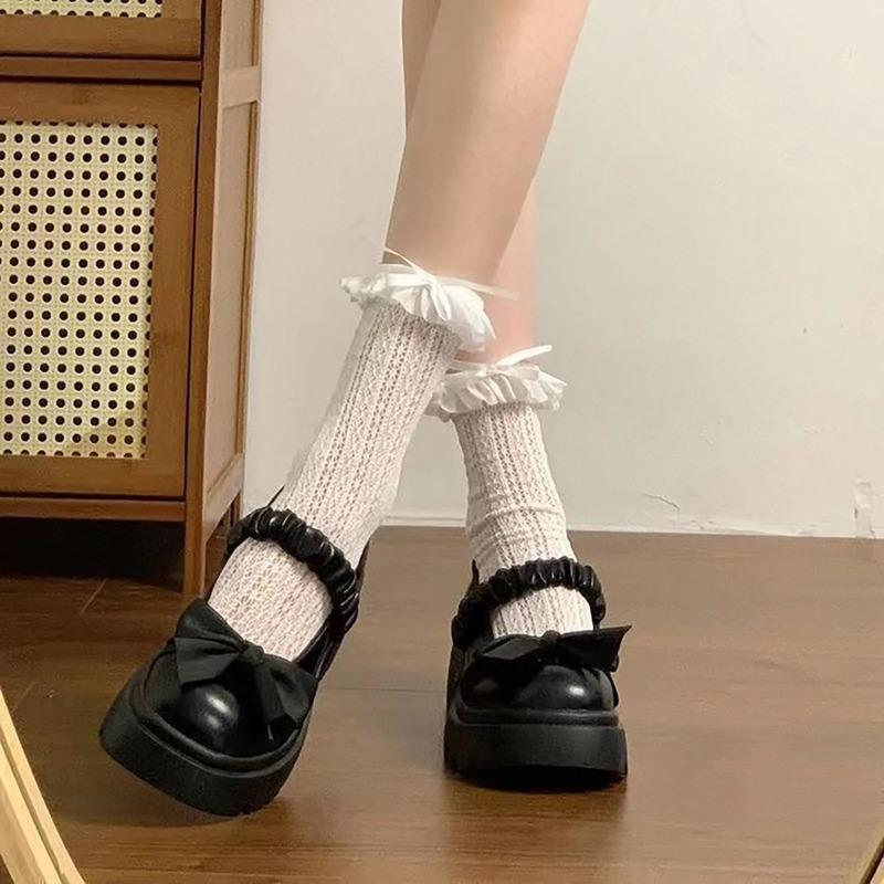 Fashion 2025Closed Toe Shoes for Women Casual  Bow Chunky Heel Loafers – Stylish Jane Shoes For Skirts