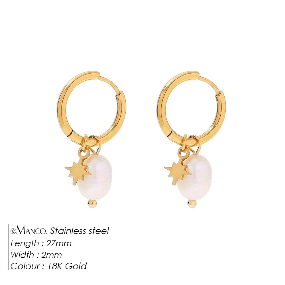 EMANCO Freshwater Pearl Earrings Stainless Steel Women's Jewelry Chain Drop Pierced Earrings Pearl Jewelry Set Gift Wholesale
