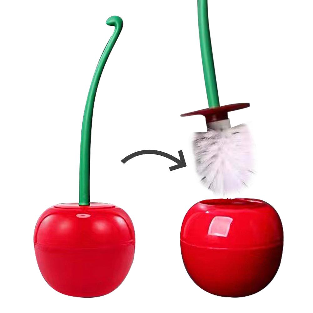 Cherry Shape Toilet Brush Long Handle Toilet Cleaning Brush Replaceable Nylon Soft Bristle Brush Bathroom Toilet Cleaning Tool