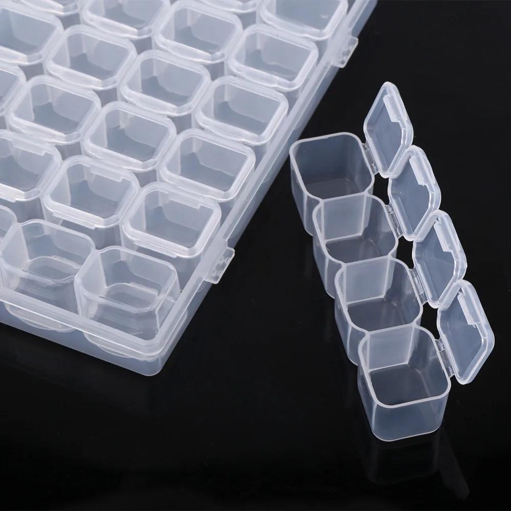 28/56 Grids Storage Box Transparent Jewelry Box Ring Earring Organizer DIY Diamond Painting Kit Rhinestone Beads Storage Case