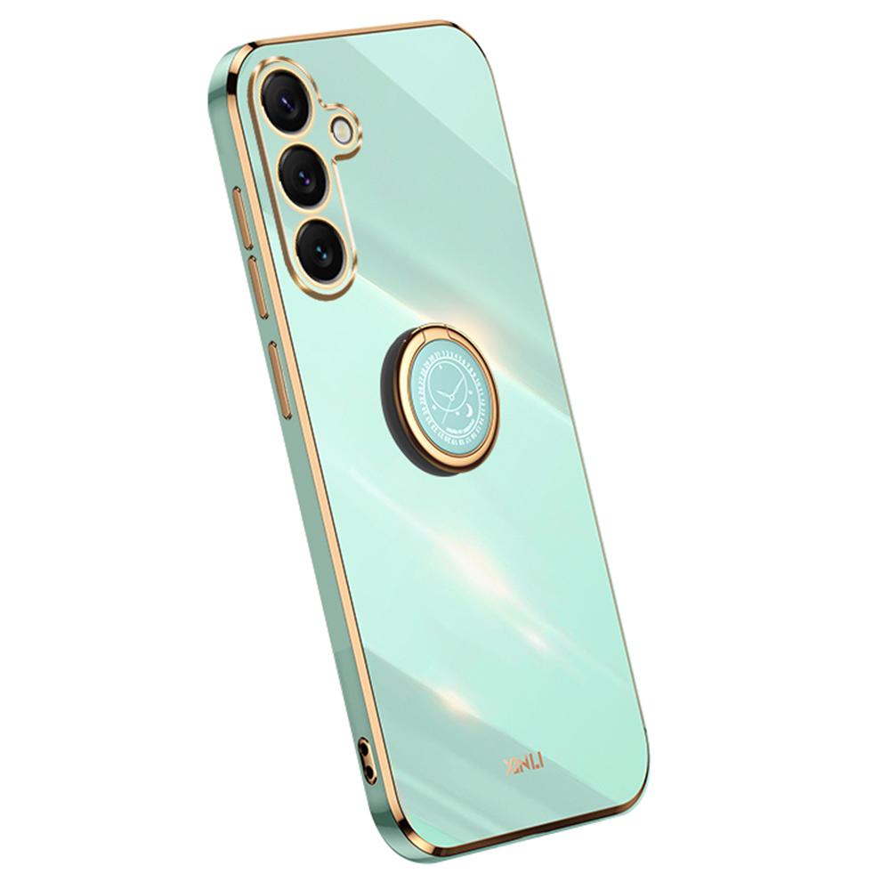 XINLI For Samsung Galaxy S25+ Case Ring Kickstand Electroplating TPU Phone Cover A