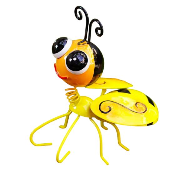 

Metal Bee Garden Statue Small Cute Bumble Bee Sculpture Outside Fence Lawn Yard Art Ornament for Garden Backyard Table Wall Decor B