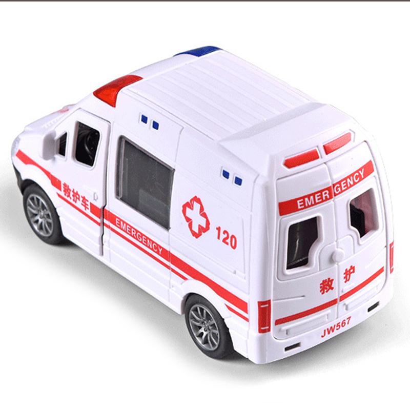 

Hospital Rescue Ambulance Police Metal Cars Model Pull Back Sound And Light Toy