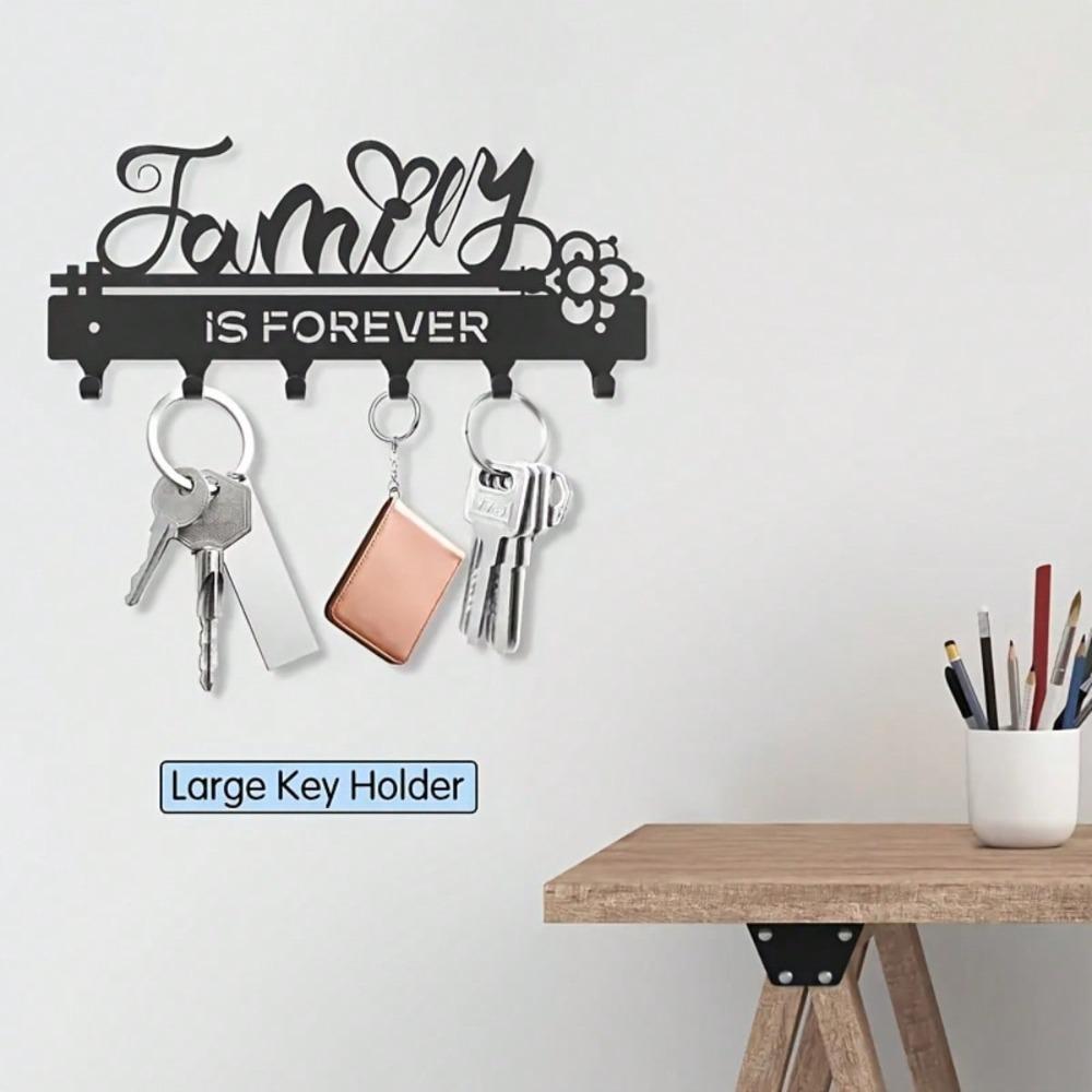 Vintage Black Metal Key Hook with Floral Design Customizable Text Farmhouse Wall Organizer for Keys and Coats Home Decor
