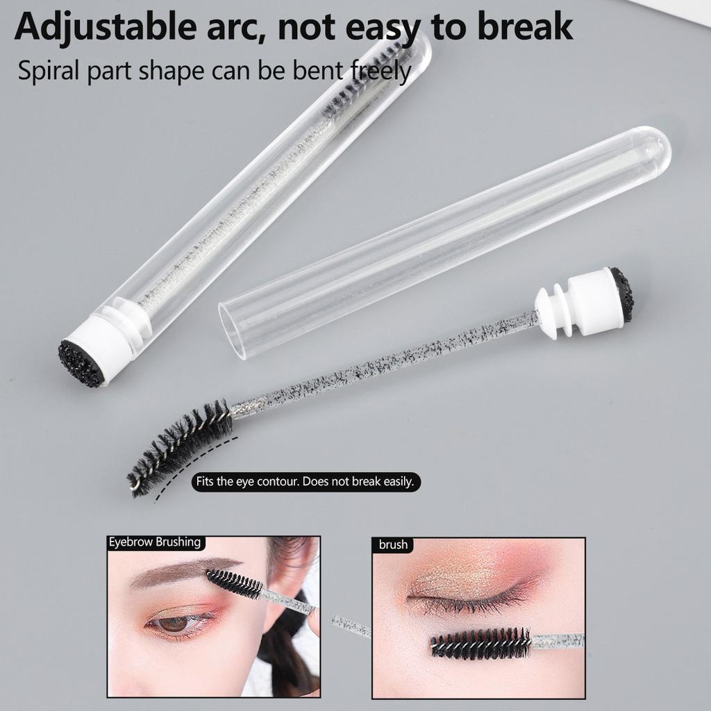 10 szt. jednorazowych probówek z kryształowym pręcikiem, szczoteczka do rzęs z diamentami, opcjonalne wielokolorowe przenośne cylindry probówkowe