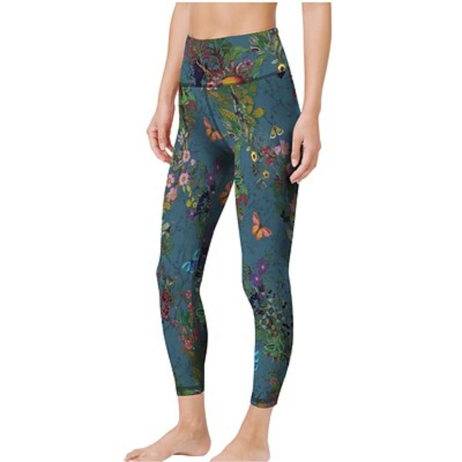 Damskie meteorytowe kwiatowe nadruki Rozciągliwe legginsy do jogi Fitness Bieganie Gym Sportowe spodnie aktywne